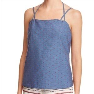 Cooper & Ella Tank Top Blue Red Bows Dots Tassels Tie Back Classic Americana NWT